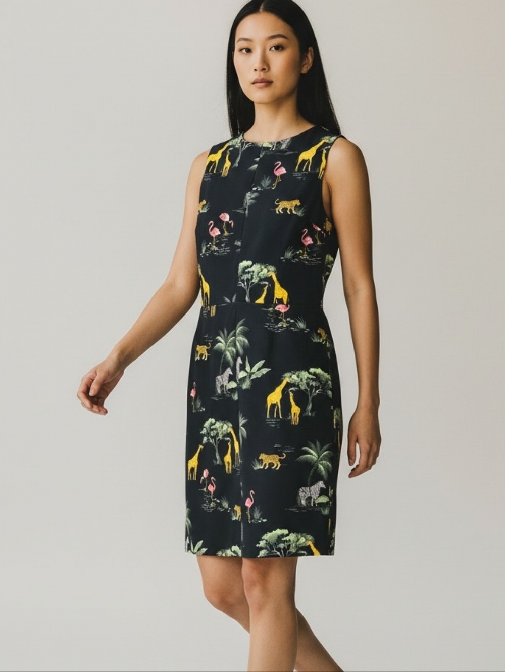 Old Navy Black Safari Print Sheath Dress Size Large